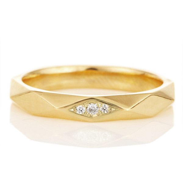 PRISM プリズム K18イエローゴールド ダイヤモンド3石入 結婚指輪 マリッジリング