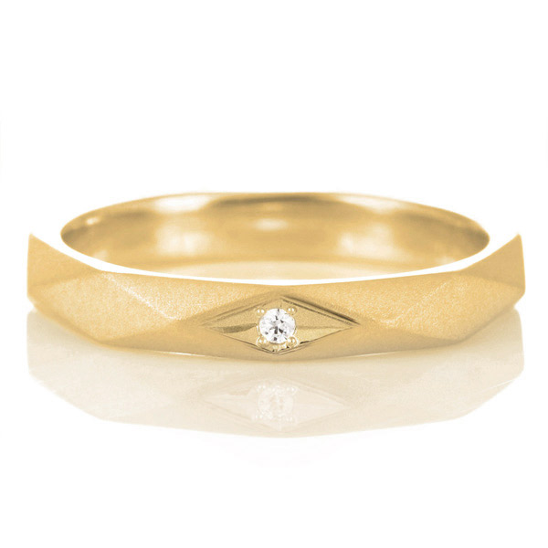 PRISM プリズム K18イエローゴールド ダイヤモンド1石入 結婚指輪 マリッジリング