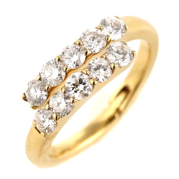 ダイヤモンド指輪 10粒 おしゃれ k18 18金 リング 結婚10周年記念
