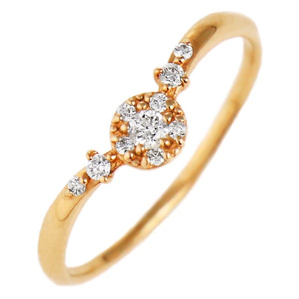 デザインリング 指輪 K18pg ダイヤモンド ファッション 18金 ピンクゴールド 重ね付け おしゃれ L101 Suehiro