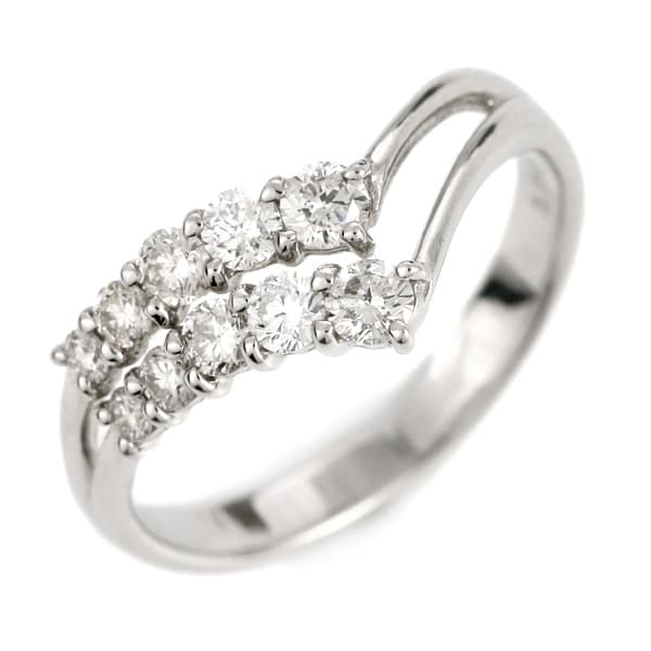 ダイヤモンド リング 指輪 プラチナ スイート エタニティ 10個のダイヤモンド 結婚10周年 V字