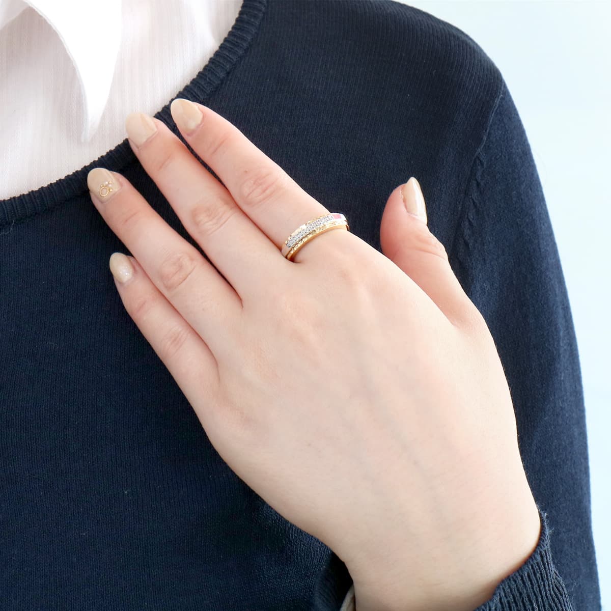 18金 ゴールド プラチナ 900 コンビ 2色 デザイン ダイヤモンド エタニティリング 指輪 | L101-060022 | SUEHIRO