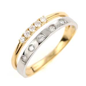 ゴールド プラチナ コンビ ダイヤモンド スイート エタニティ リング 指輪 10個のダイヤモンド 結婚10周年