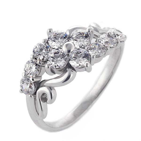 スイート エタニティ ダイヤモンド ホワイトゴールド リング 指輪 18金 1.0 カラット 結婚 婚約 10年目 記念
