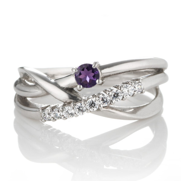 エンゲージリング 婚約指輪 ダイヤモンドプラチナリング アメジスト | L12-01774 | SUEHIRO