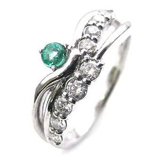 エンゲージリング 婚約指輪 ダイヤモンドプラチナリング エメラルド
