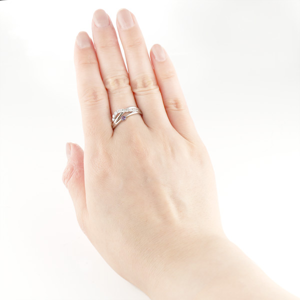 エンゲージリング 婚約指輪 ダイヤモンドプラチナリング アメジスト L12-01870 SUEHIRO