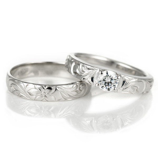 ハワイアンジュエリー キュービックジルコニア リング 結婚指輪 シルバー シンプル 人気 ペアリング