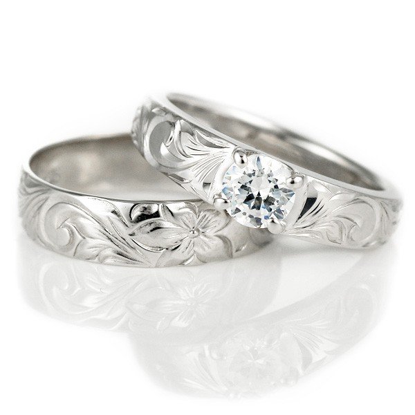 ハワイアンジュエリー キュービックジルコニア リング 結婚指輪 シルバー シンプル 人気 ペアリング
