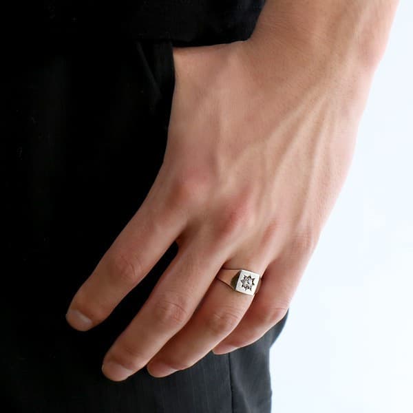 メンズ 印台リング 指輪 ダイヤモンド 0 30ct 一粒 プラチナ リング 男性用 L137 Suehiro