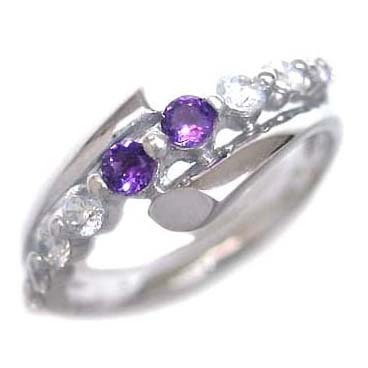 アメジスト リング 指輪 誕生石 ダイヤモンド リング ファッションリング