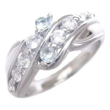 スイート エタニティ ダイヤモンド 3月誕生石K18ホワイトゴールド アクアマリン ダイヤモンドリング