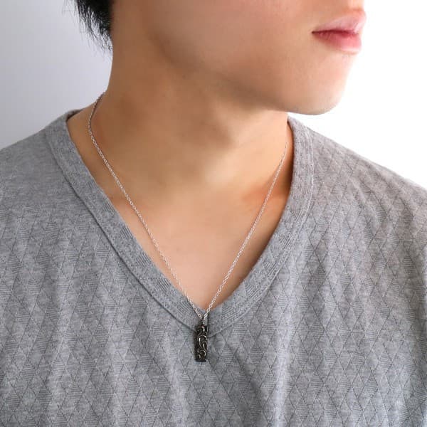 メンズ ネックレス プレート シンプル ハート デザイン ファッション オシャレ シルバー ペンダント チェーン 男性用 M101 Suehiro