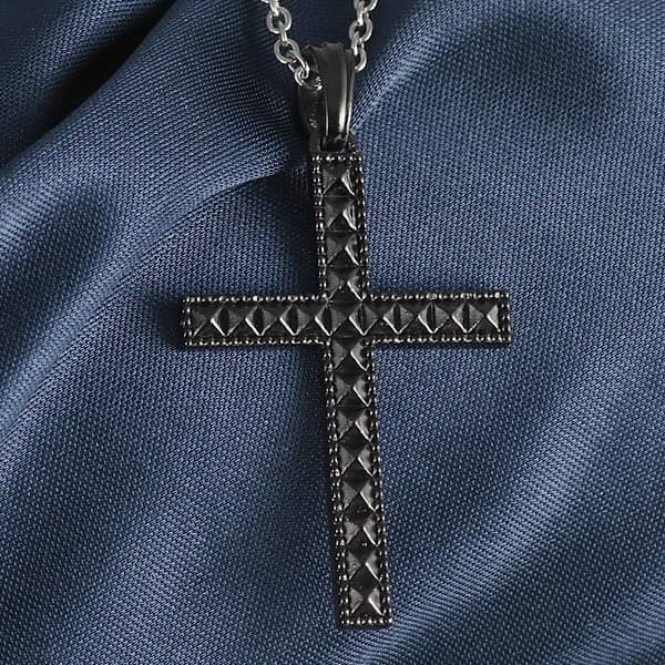 メンズ ネックレス クロス シンプル カジュアル オシャレ シルバー ブラック アクセサリー M101 0104 Suehiro