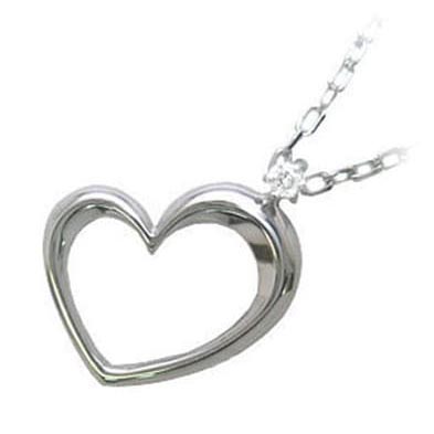 4月誕生石 K10ホワイトゴールド ダイヤモンド ペンダント ネックレス ハート シンプル M101 0112 Suehiro