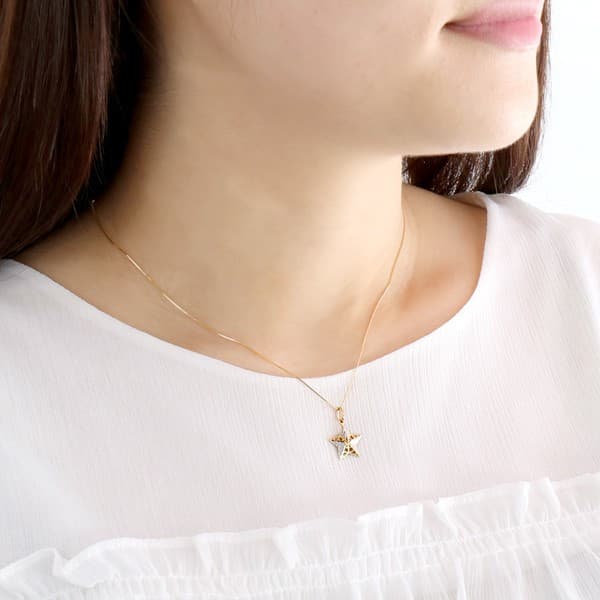 ネックレス イエローゴールド 星 スター モチーフ 18金 レディース M101 Suehiro