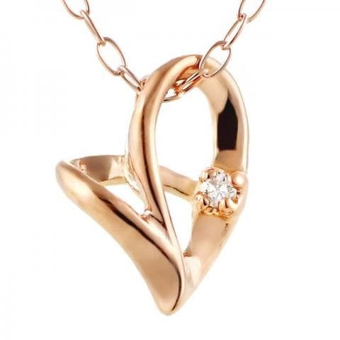 ダイヤモンド ネックレス オープンハート ネックレス 10金 ペンダント