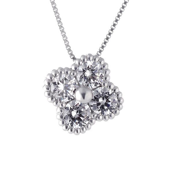 ネックレス レディース プラチナ ダイヤモンド 0.3ct クローバー プラチナ900 ペンダントネックレス ギフト 女性 | M115-050002  | SUEHIRO