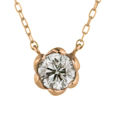 K18ピンクゴールド ダイヤモンド フラワー 花 直結 ネックレス