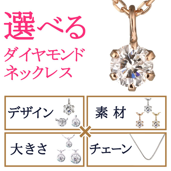 ダイヤモンド ネックレス 天然石 一粒 18金 ピンクゴールド ダイヤネックレス ダイヤ 0 1ct M125 pg S Suehiro