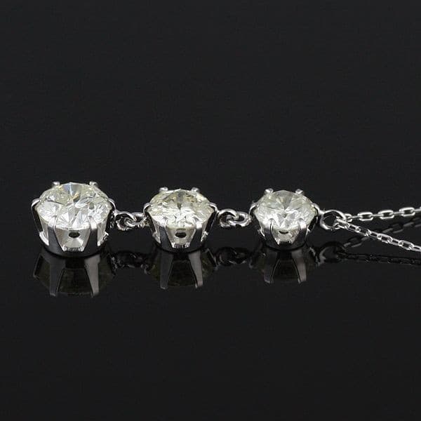 天然ダイヤモンド スリーストーン ネックレス 1.00ct