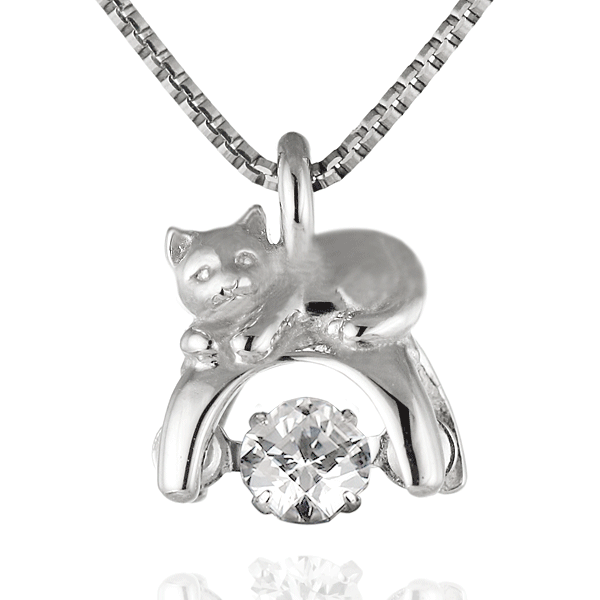 猫モチーフ 揺れるダイヤモンド ネックレス 正規品