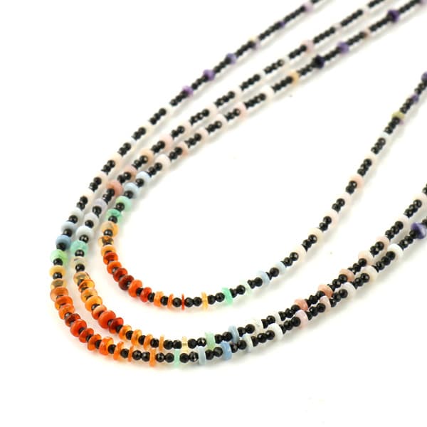 オパール ネックレス レディース 天然 ブラックスピネル パワーストーン 誕生石 3連 ロングネックレス N165 Suehiro