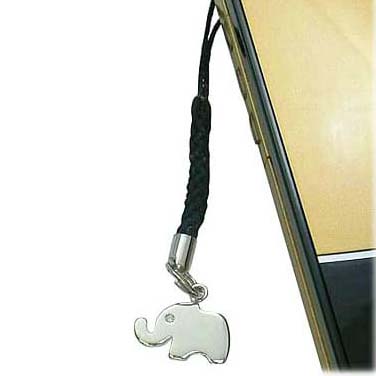 キュービックジルコニア 携帯ストラップ ゾウ